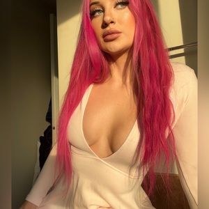 American apparel baby pink deep V skater dress